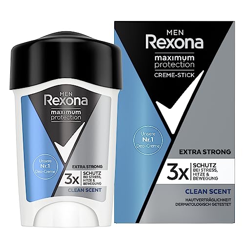 Rexona Men Maximum Protection Deo Creme Clean Scent Anti Transpirant mit 3x Schutz bei Stress, Hitze & Bewegung 45 ml
