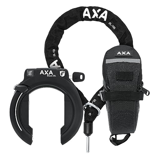 AXA Block XXL + ULC 100 + Set mit Tasche – Rahmenschloss mit Kette – Sicherheitsstufe 12 – Einsteckkette Länge 100 cm – Schwarze Tasche
