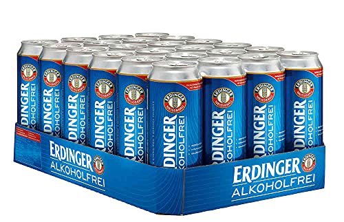 Erdinger Weißbier Alkoholfrei (24 x 0,5l) Dose - inkl. 6 Euro DPG EINWEG Pfand - das isotonische Hefeweizen ohne Alkohol dafür mit Vitamin B12