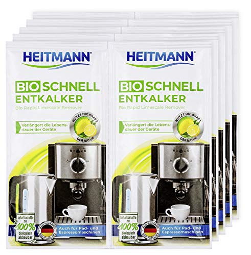 Heitmann BIO Schnell-Entkalker: Natürlicher Universalentkalker für Kaffeemaschinen, Wasserkocher, Eierkocher, 2 x 25 g, 5er Pack