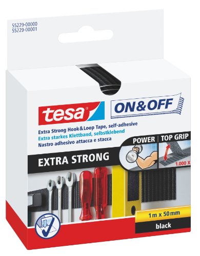 tesa Cinta de cierre Extra fuerte tesa (1m x 50mm), negro