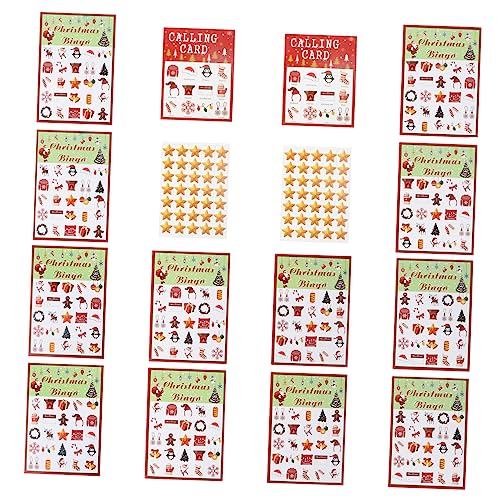 COSMEVIVI 37st Spielkarte Weihnachtsbingo Für Kinder Feiertagskartenspiel Gefälschter Lottoschein Bild-Bingo Weihnachtsspiel Feiertags-Bingo-Karten Weihnachtsfeierspiele Rot Papier