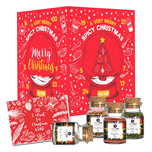 Gewürz Adventskalender - Premium Edition 2023 | 24 hochwertige Gewürz-Überraschungen zum Kochen und Verschenken | Ideal für die Weihnachtszeit | GreatVita