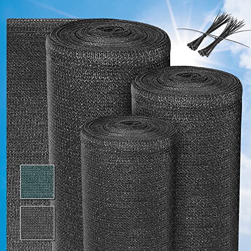 Sol Royal Schattennetz 25m x 1m Schattiergewebe 165g/m² – Blickdichter Sonnenschutz mit UV-Schutz & Kabelbinder für einfache Befestigung – HDPE Sichtschutz Garten Anthrazit für Gewächshaus & Zaun SG80