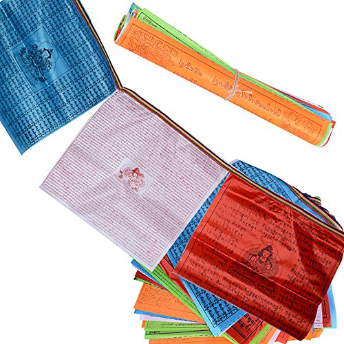 40 Flaggen 2 Rolle Tibetische Gebetsfahnen Buddhistische Gebetsfahnen Prayer Flags Garten Buddha Dekoration (Jede Rolle ist 7 m lang 20 Flaggen Einzelfahne: 34 x 34cm)