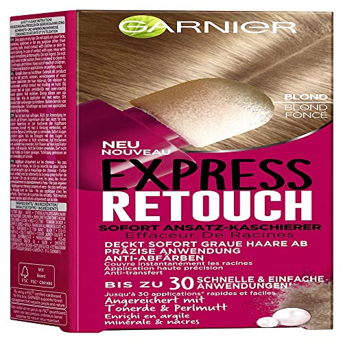 Garnier Ansatz-Kaschierer, deckt graue Ansätze präzise ab, mit Schwamm-Applikator, Express Retouch, Blond, 10ml